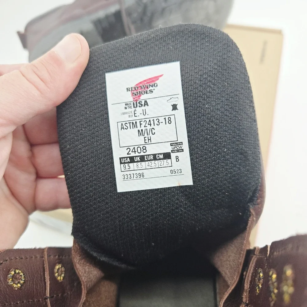 Red Wing Steel Toe Electrical Hazard Resistant Leather Boots 2408 9.5 B USA Made